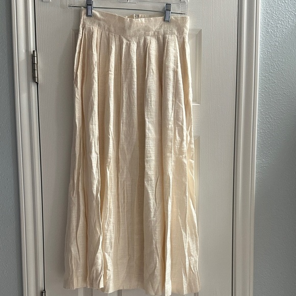 Dresses & Skirts - Vintage 1980s Sakowitz Elegant Cream Pleated Midi Skirt High Rise Cottagecore